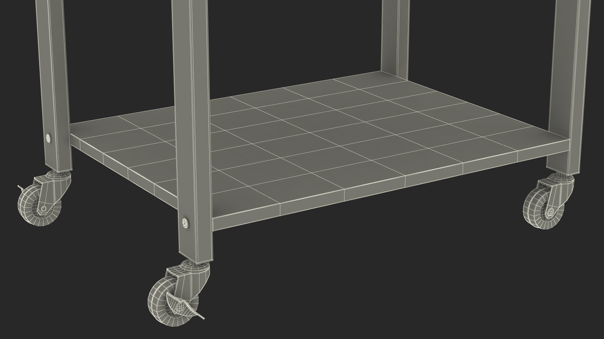 3D Metal Kitchen Cart Gray Wood model