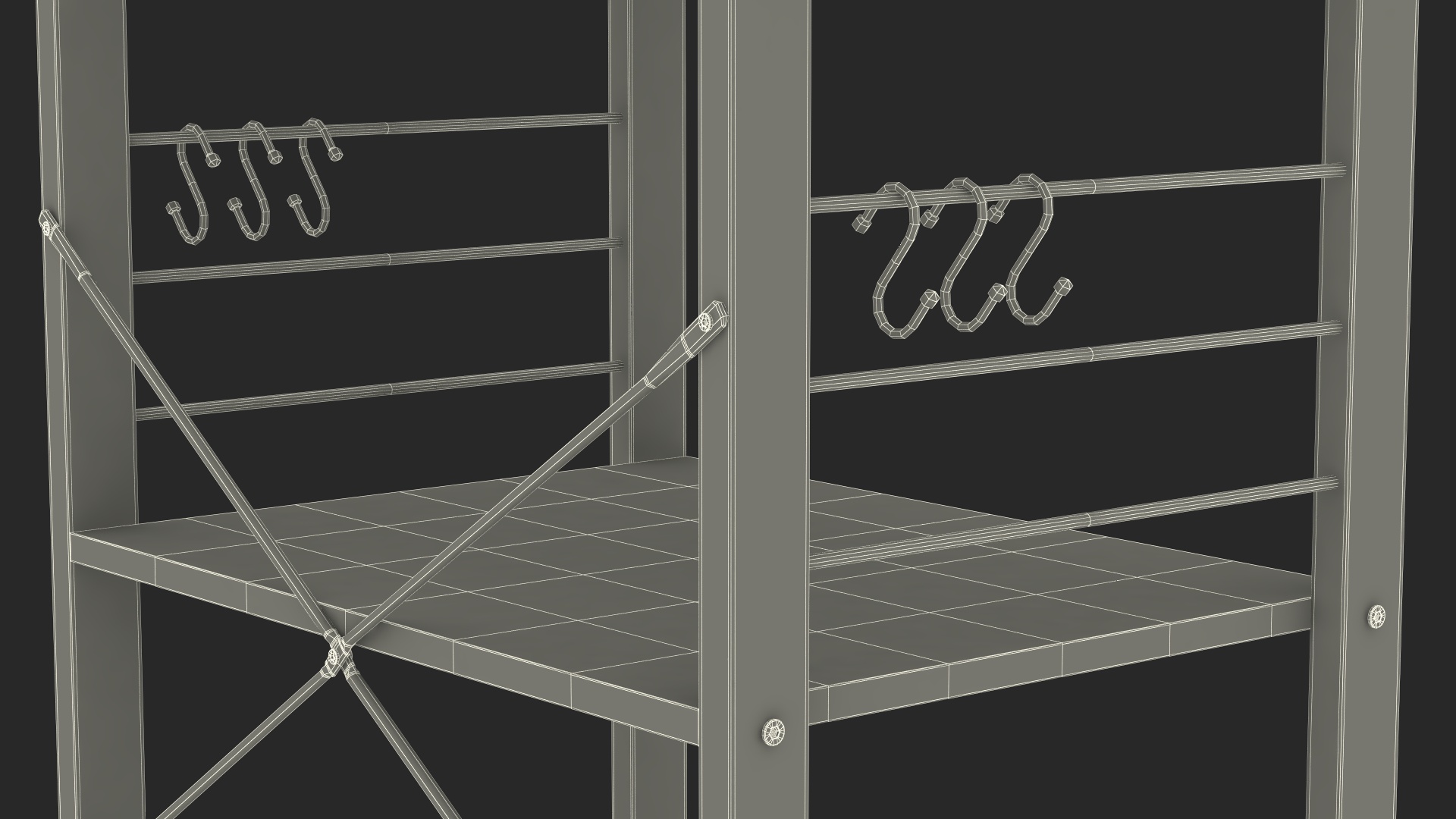 3D Metal Kitchen Cart Gray Wood model