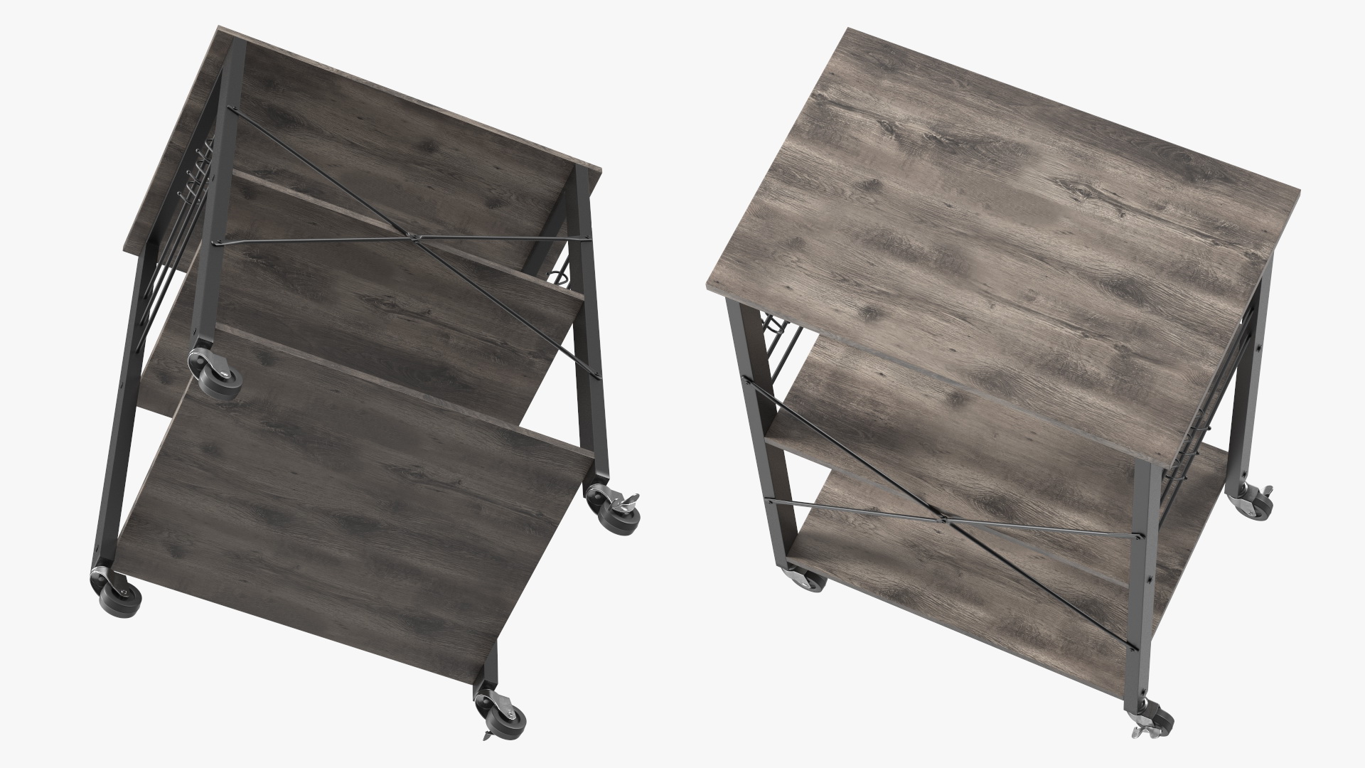 3D Metal Kitchen Cart Gray Wood model