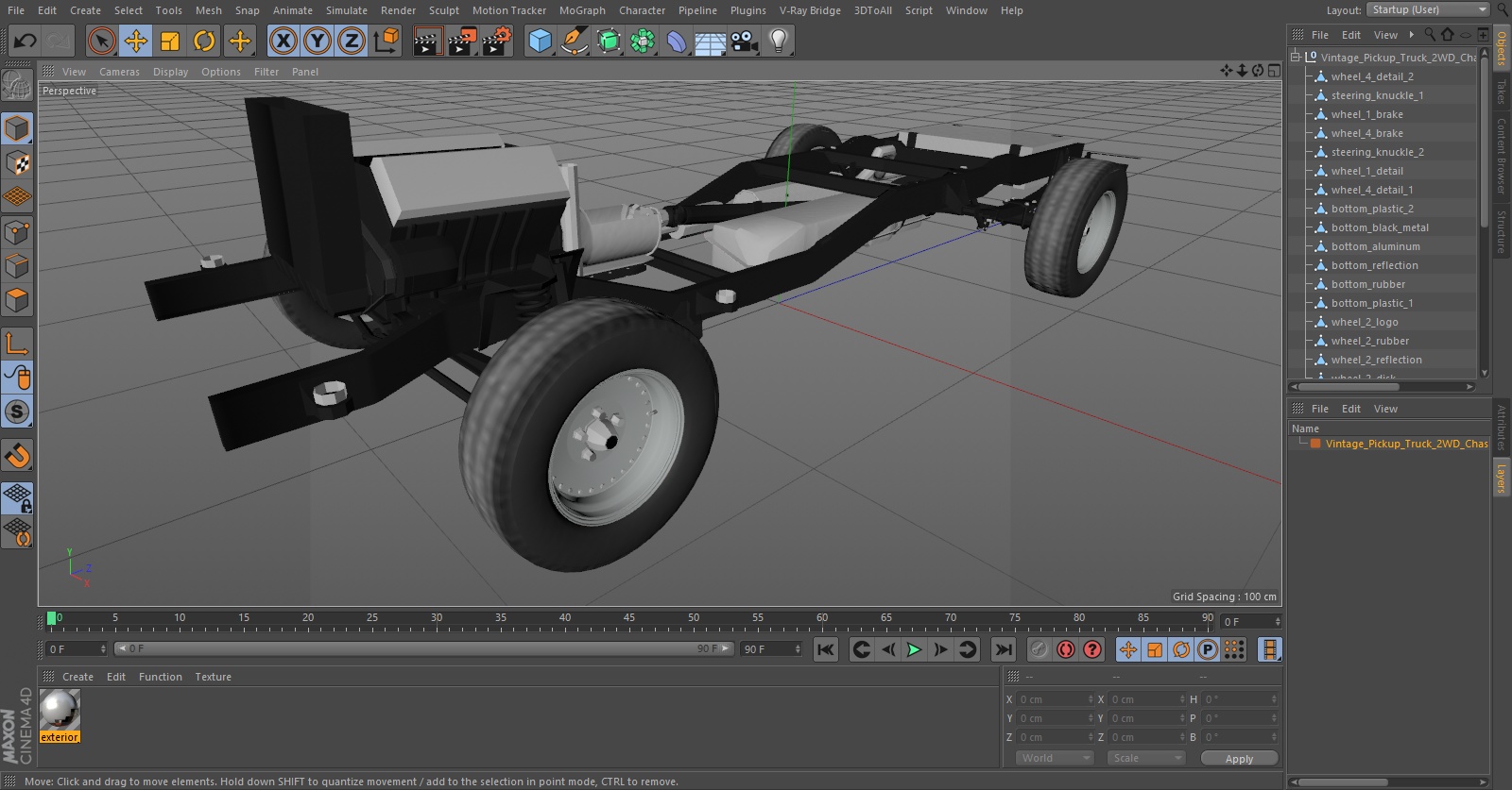Vintage Pickup Truck 2WD Chassis 3D