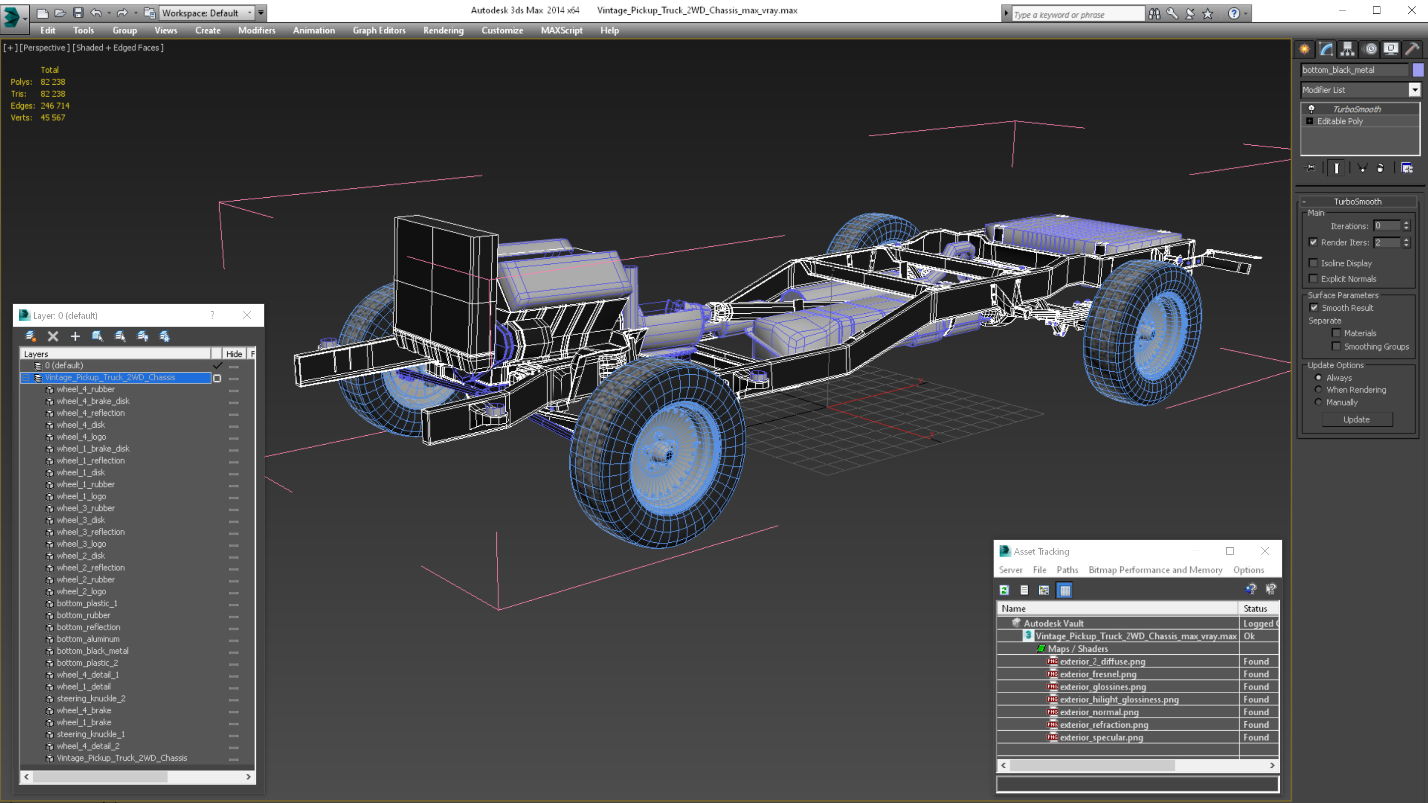 Vintage Pickup Truck 2WD Chassis 3D