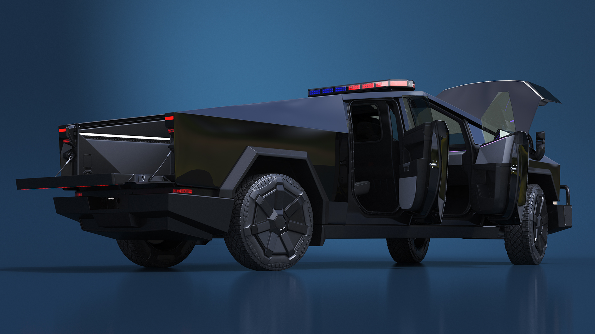 Tesla Cybertruck Police Patrol Vehicle Rigged for Maya 3D model