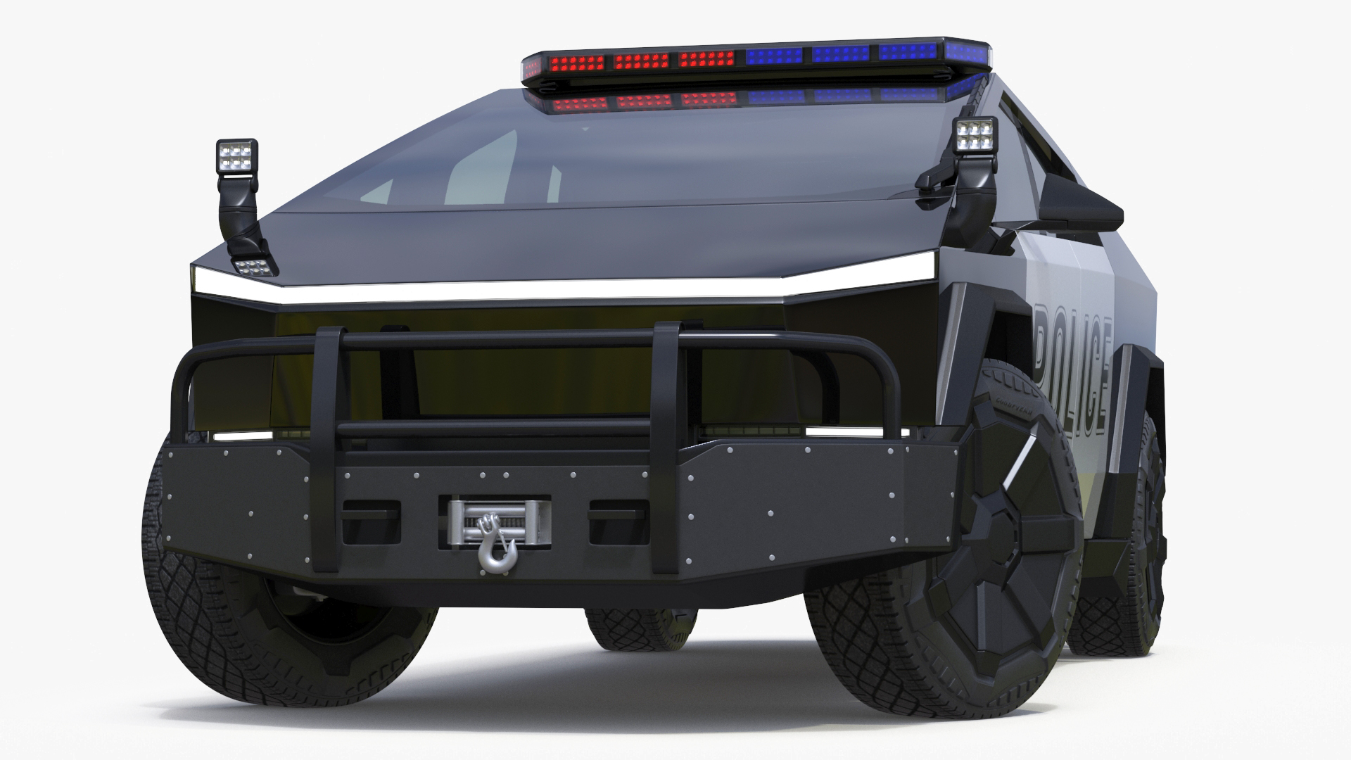 Tesla Cybertruck Police Patrol Vehicle Rigged for Maya 3D model