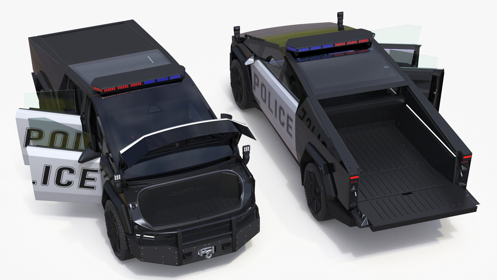 Tesla Cybertruck Police Patrol Vehicle Rigged for Maya 3D model