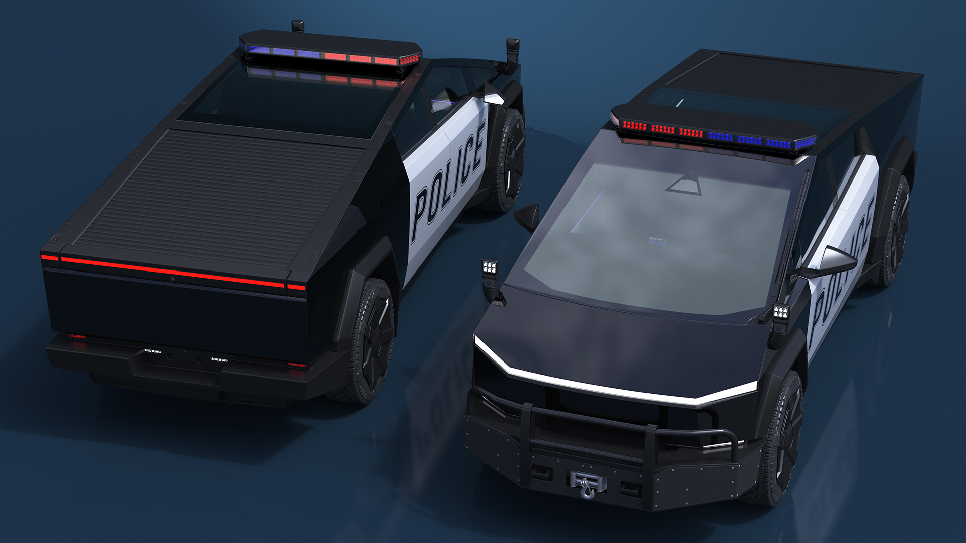 Tesla Cybertruck Police Patrol Vehicle Rigged for Maya 3D model