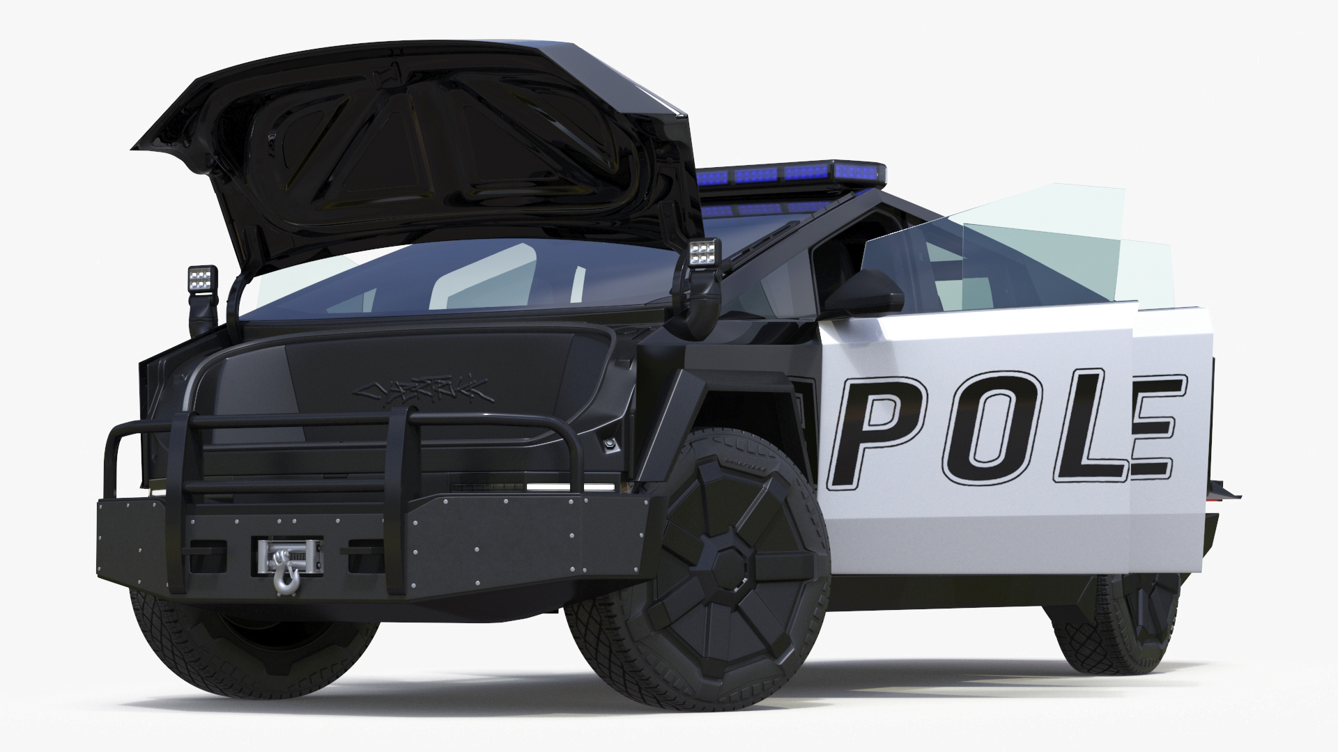 Tesla Cybertruck Police Patrol Vehicle Rigged for Maya 3D model