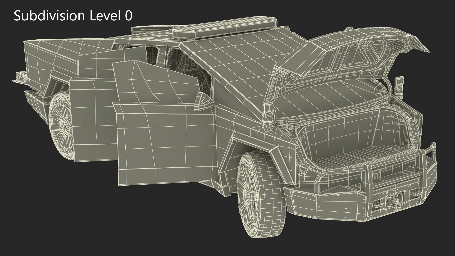 Tesla Cybertruck Police Patrol Vehicle Rigged for Maya 3D model