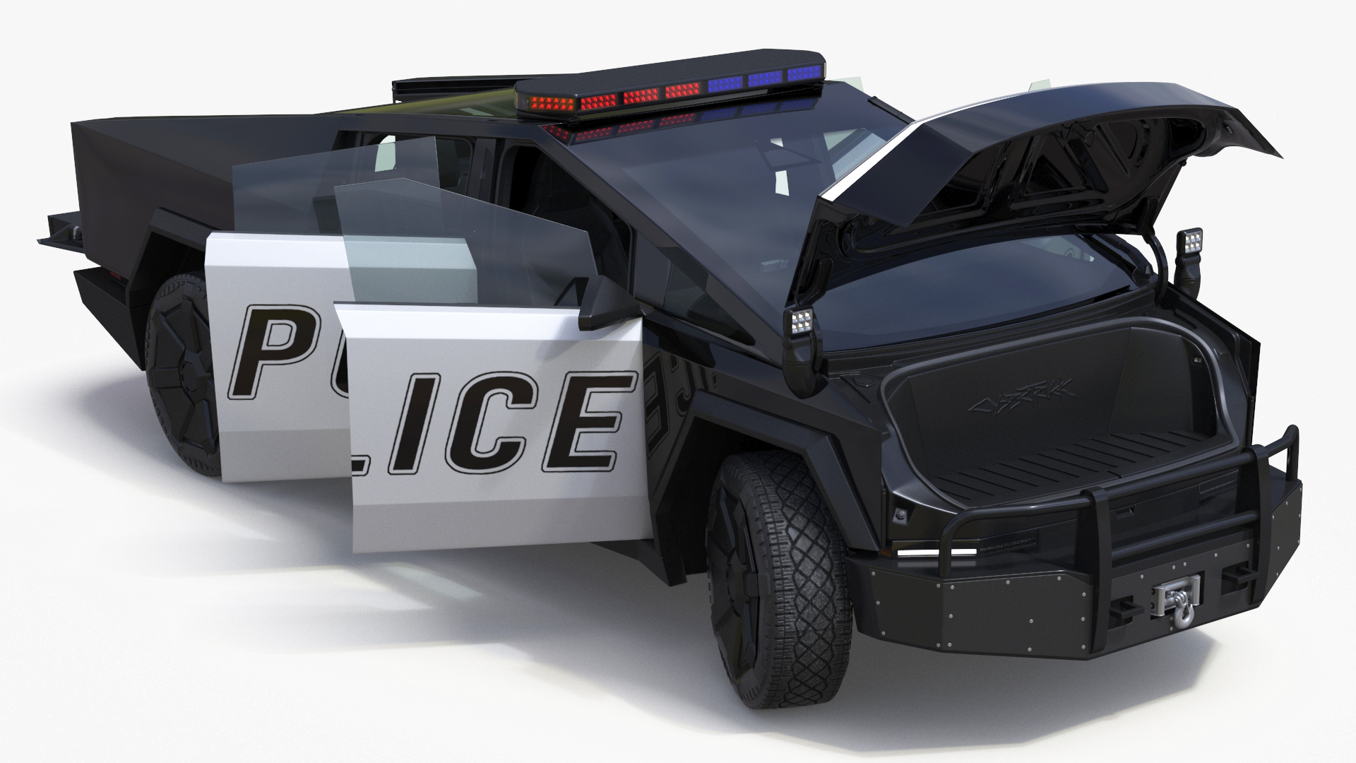 Tesla Cybertruck Police Patrol Vehicle Rigged for Maya 3D model