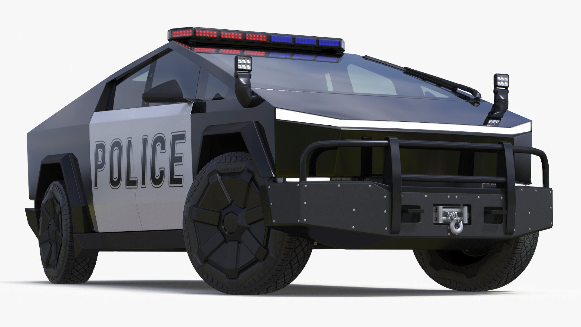 Tesla Cybertruck Police Patrol Vehicle Rigged for Maya 3D model