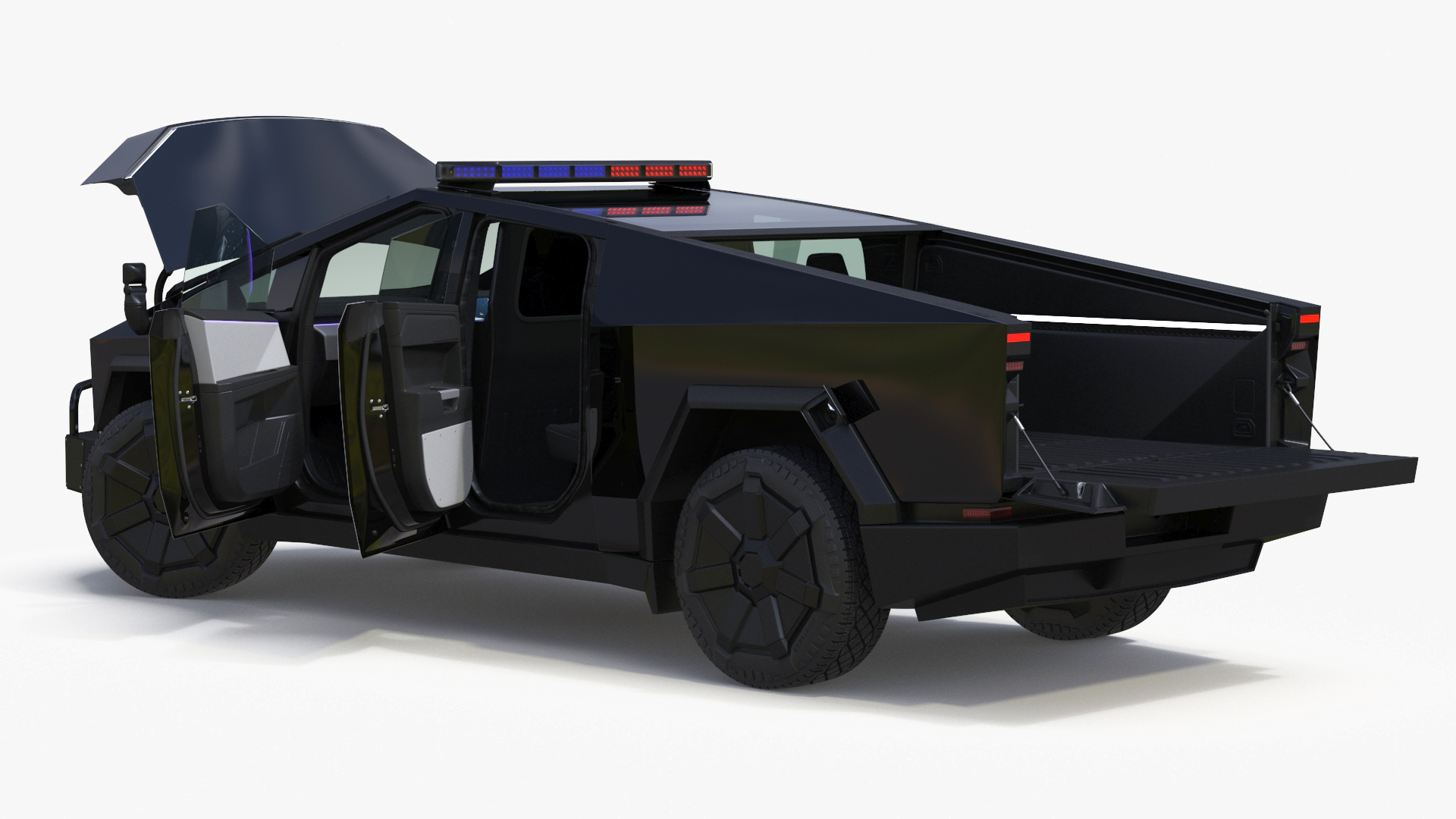 Tesla Cybertruck Police Patrol Vehicle Rigged for Maya 3D model