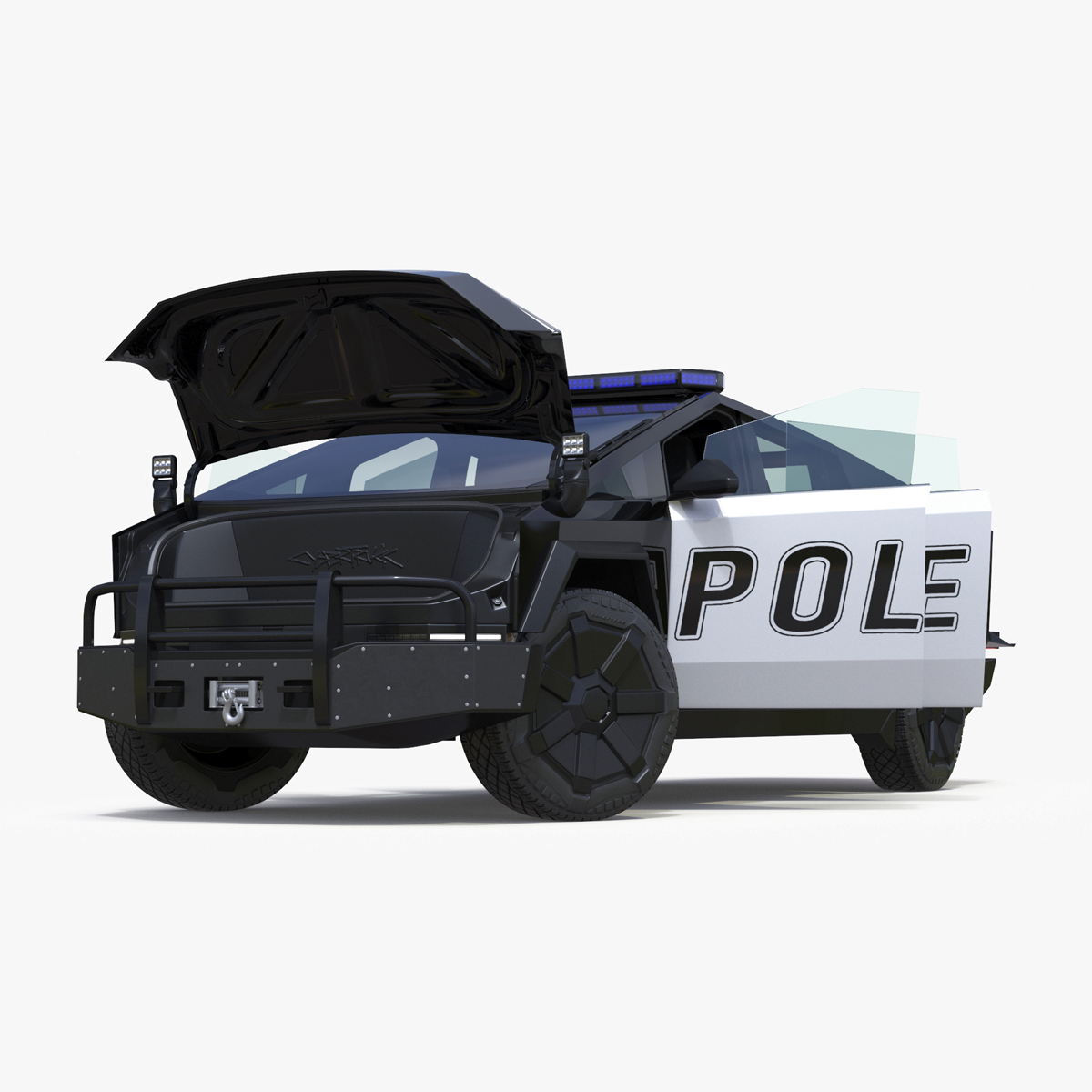Tesla Cybertruck Police Patrol Vehicle Rigged for Maya 3D model