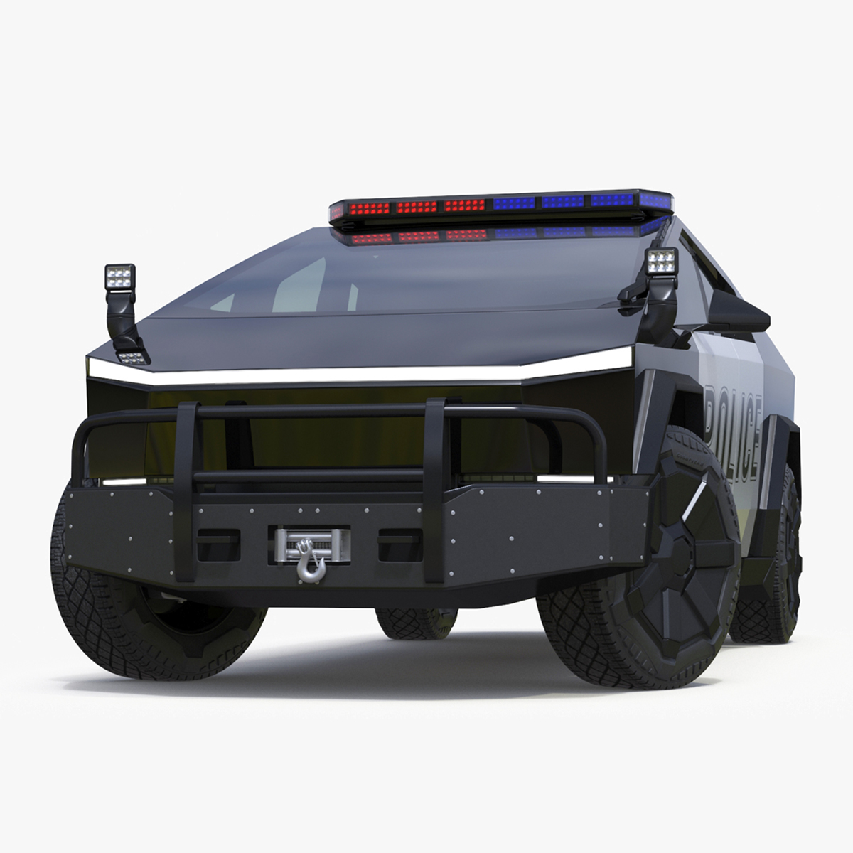 Tesla Cybertruck Police Patrol Vehicle Rigged for Maya 3D model