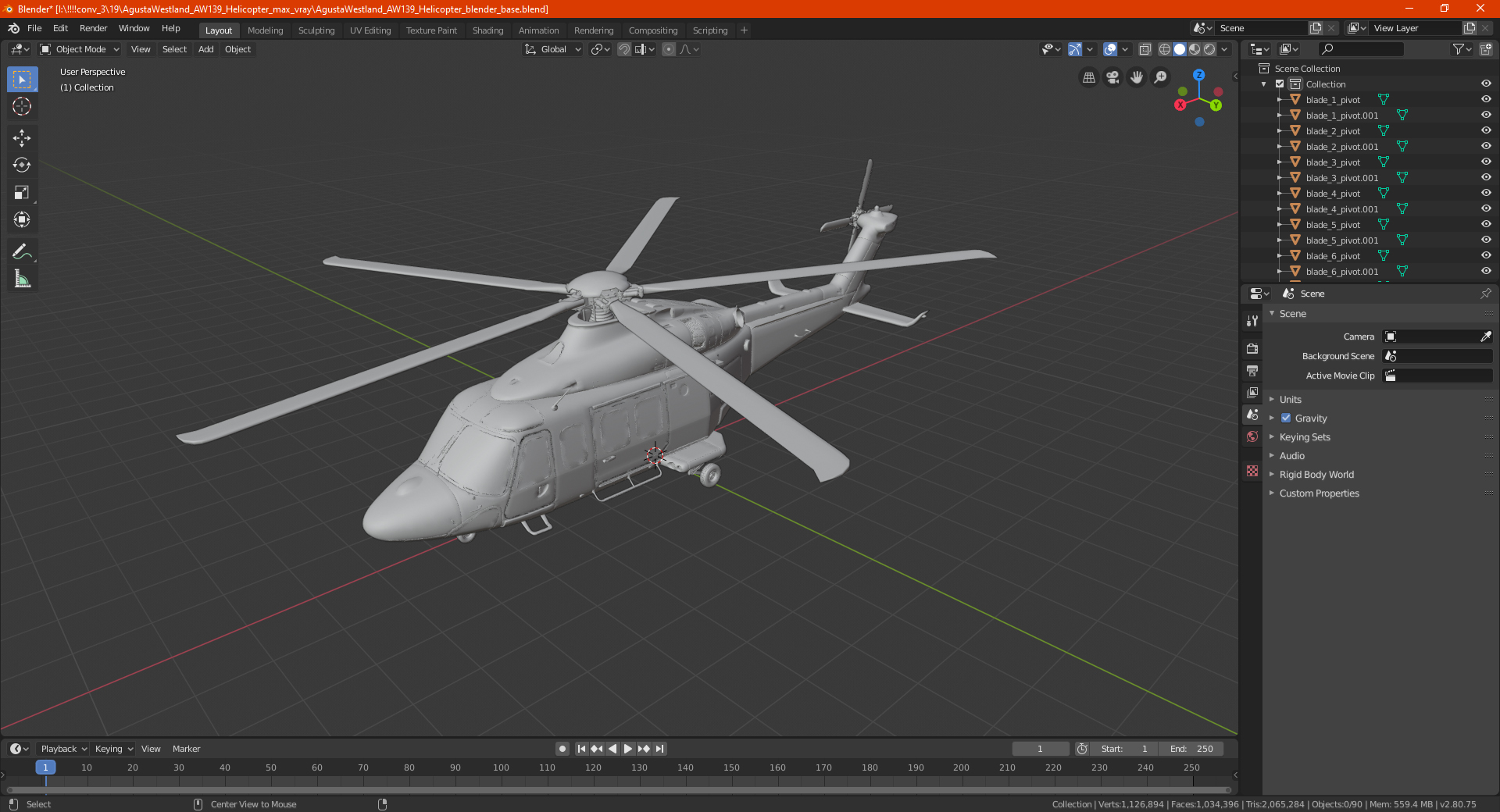 3D AgustaWestland AW139 Helicopter