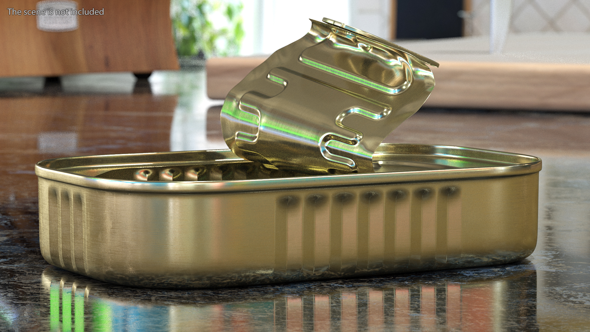 3D model Half Open Empty Rectangular Tin Can