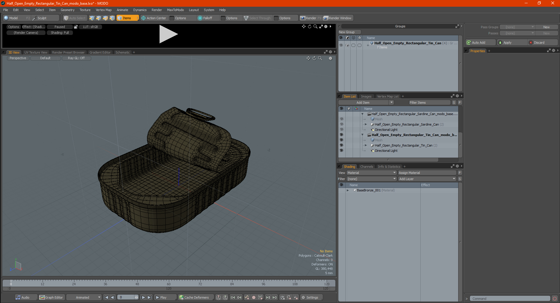 3D model Half Open Empty Rectangular Tin Can