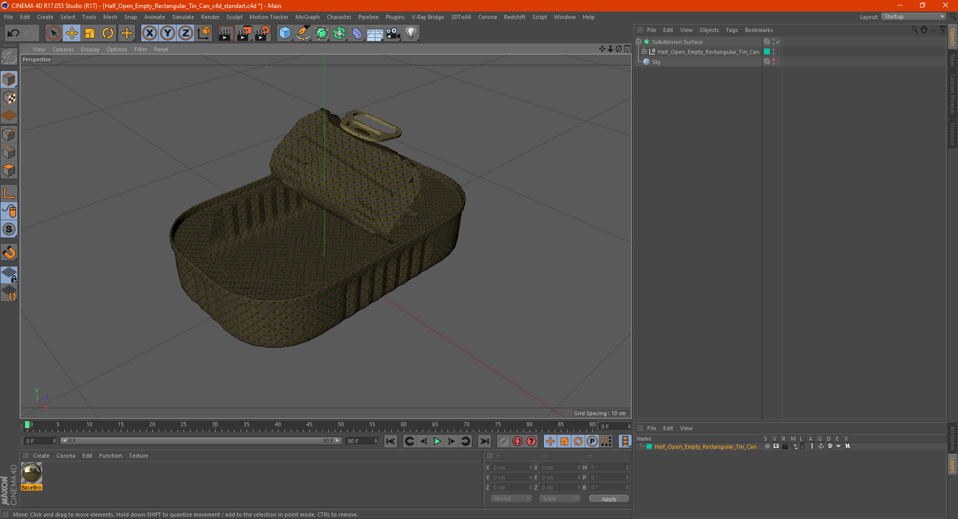 3D model Half Open Empty Rectangular Tin Can