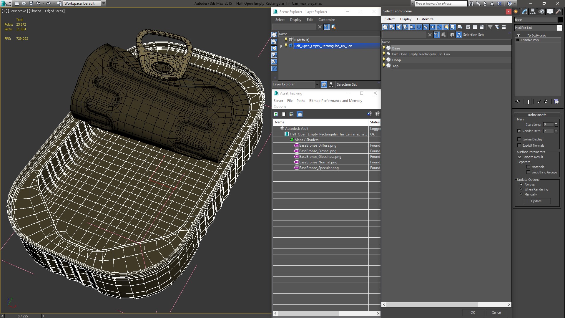 3D model Half Open Empty Rectangular Tin Can