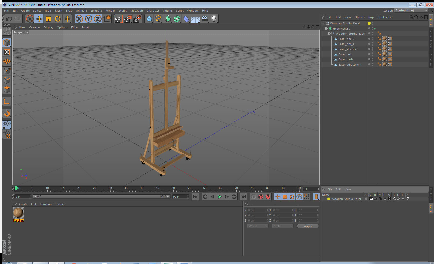 Wooden Studio Easel 3D model