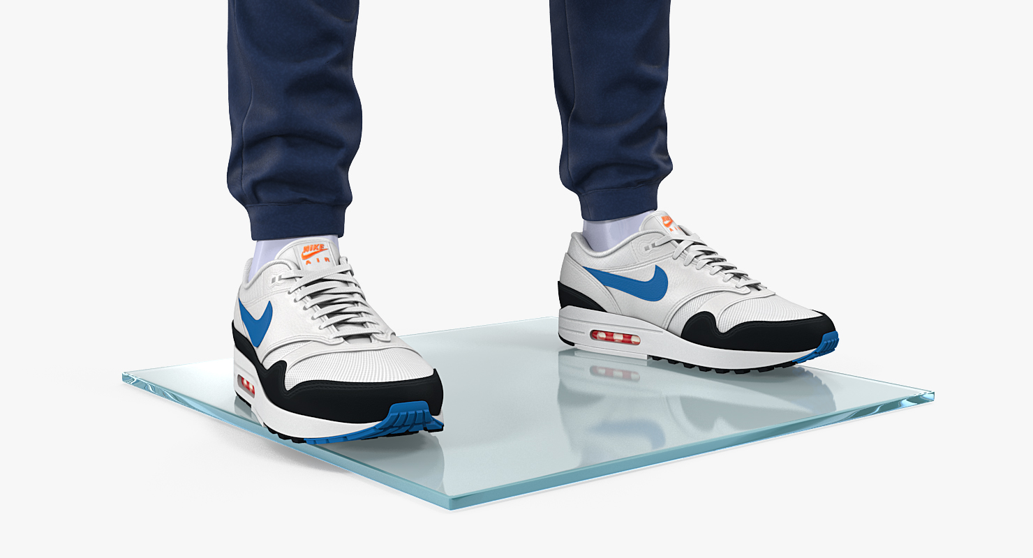 3D Blue Nike Joggers and Sneakers on Mannequin model