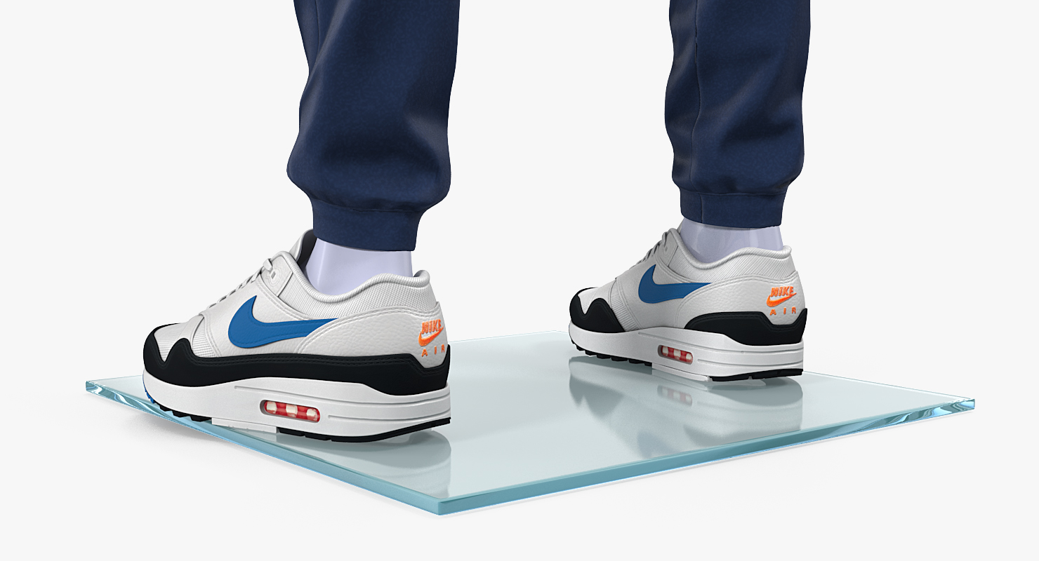 3D Blue Nike Joggers and Sneakers on Mannequin model