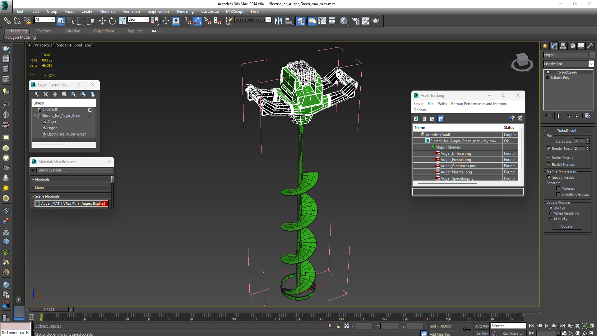 Electric Ice Auger Green 3D model
