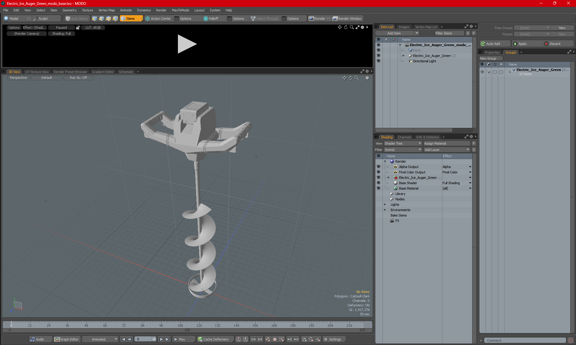 Electric Ice Auger Green 3D model