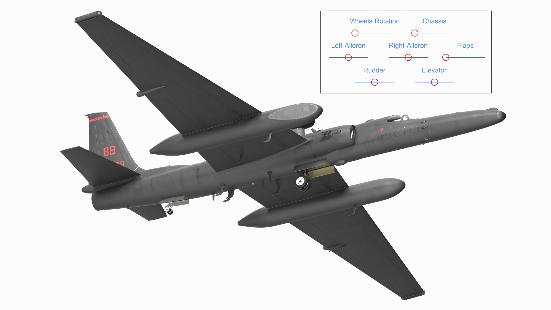 Lockheed U_2 Dragon Lady Aircraft Rigged for Maya 3D model
