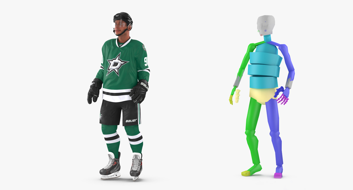 3D Hockey Player Dallas Stars Rigged model