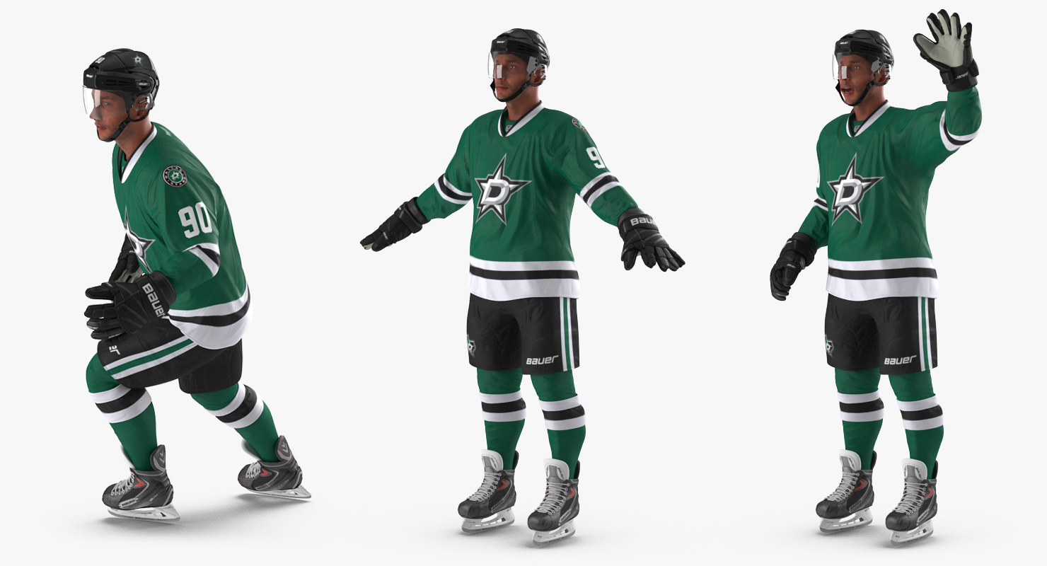 3D Hockey Player Dallas Stars Rigged model
