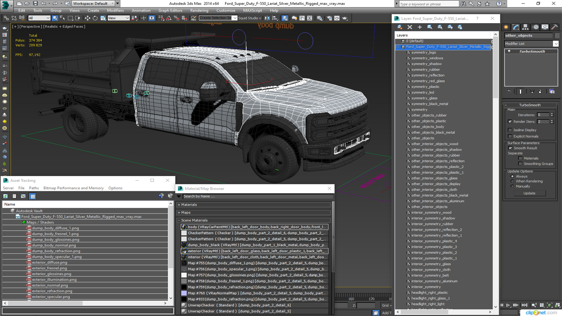 3D Ford Super Duty F-550 Lariat Silver Metallic Rigged