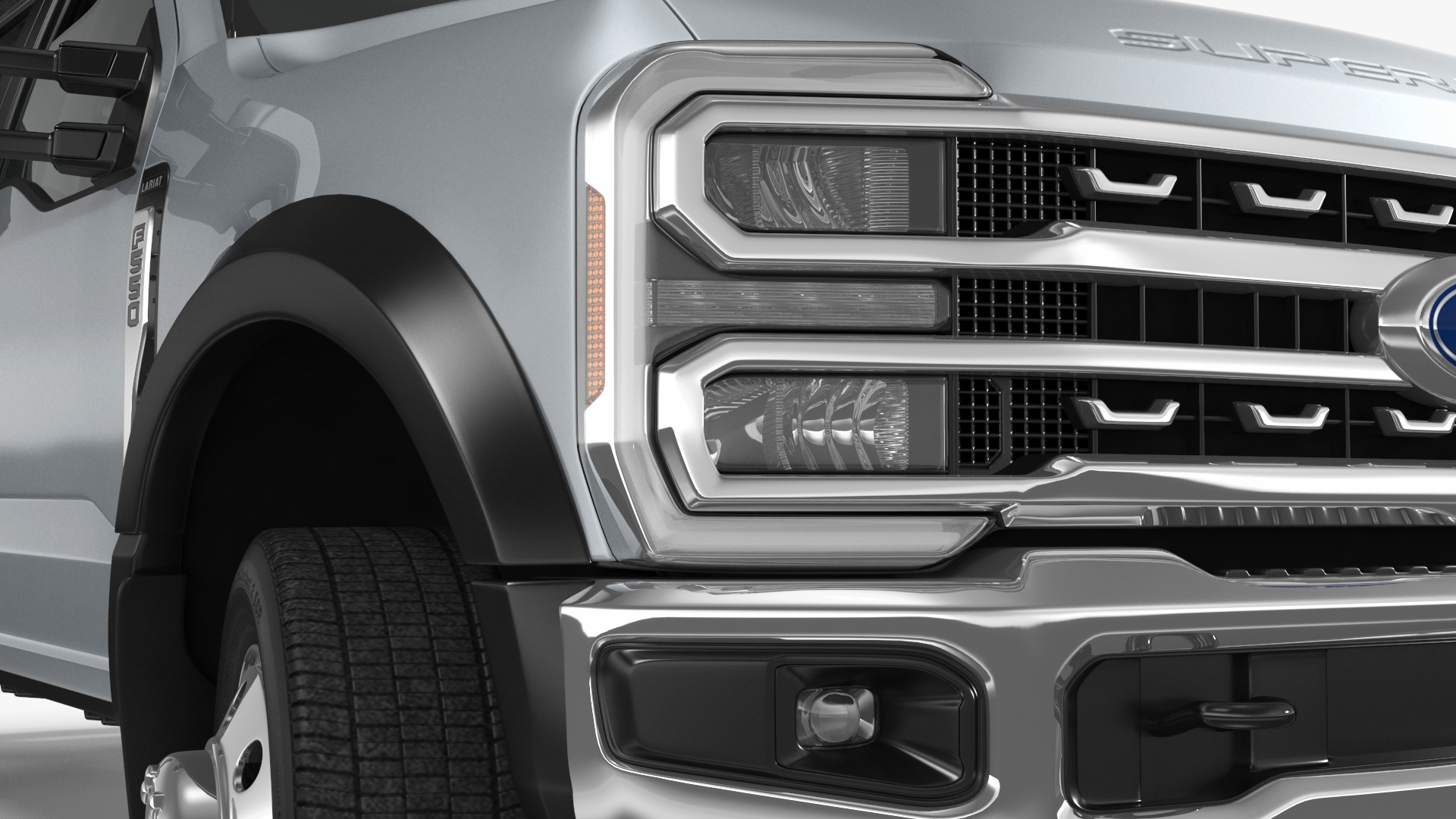 3D Ford Super Duty F-550 Lariat Silver Metallic Rigged