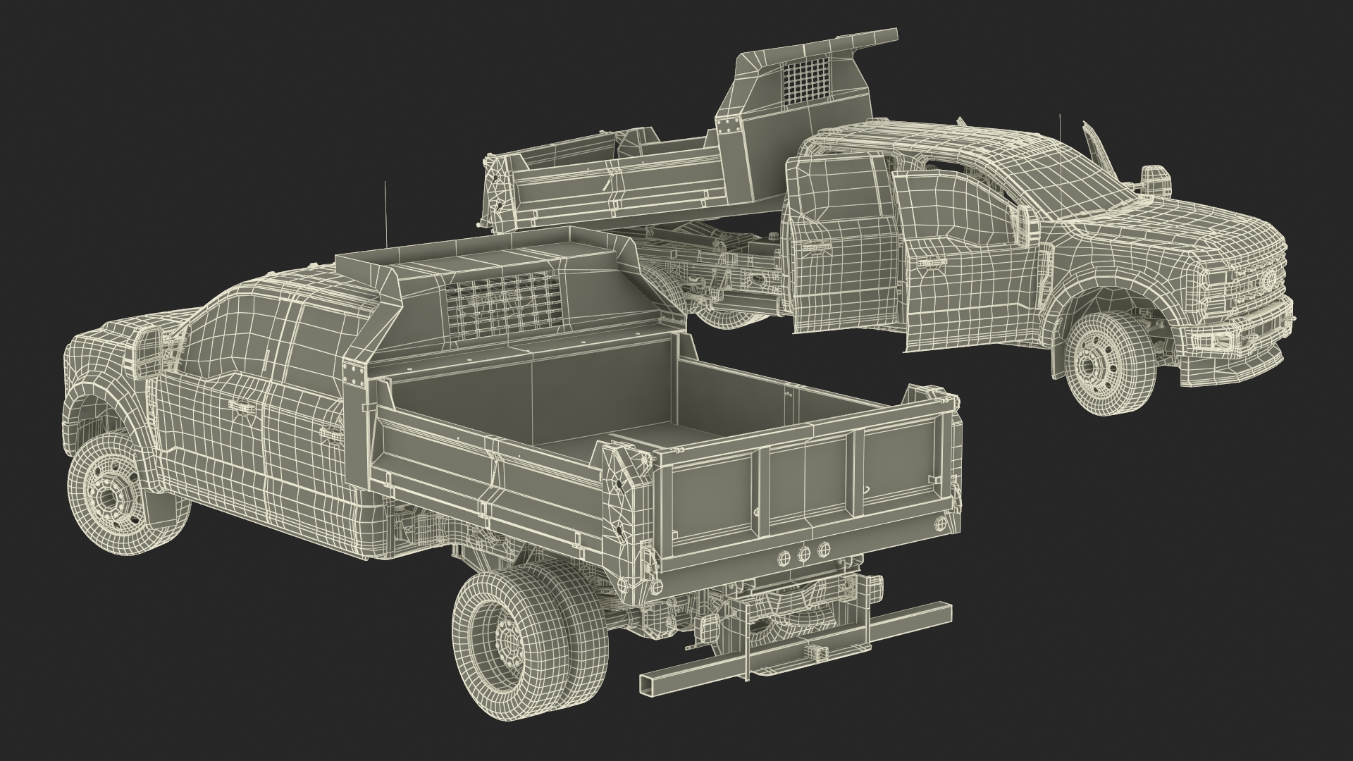 3D Ford Super Duty F-550 Lariat Silver Metallic Rigged