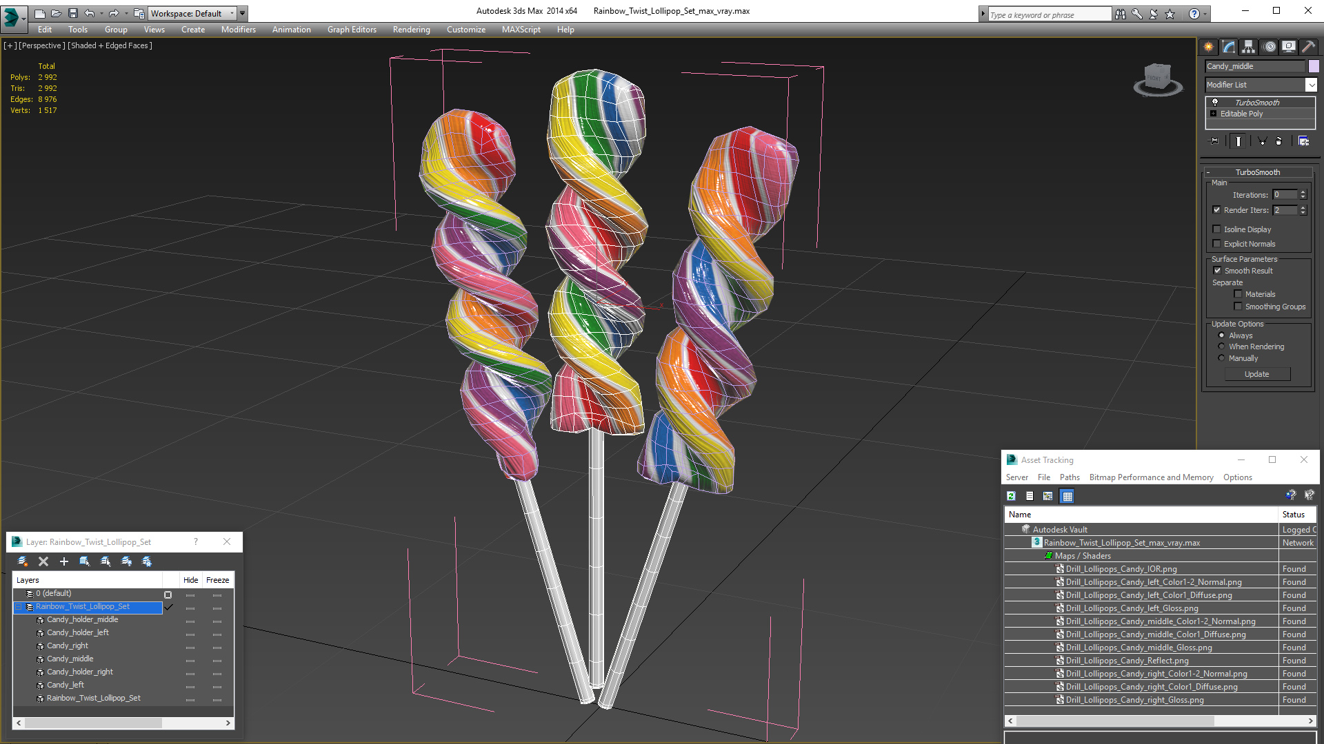 3D Rainbow Twist Lollipop Set