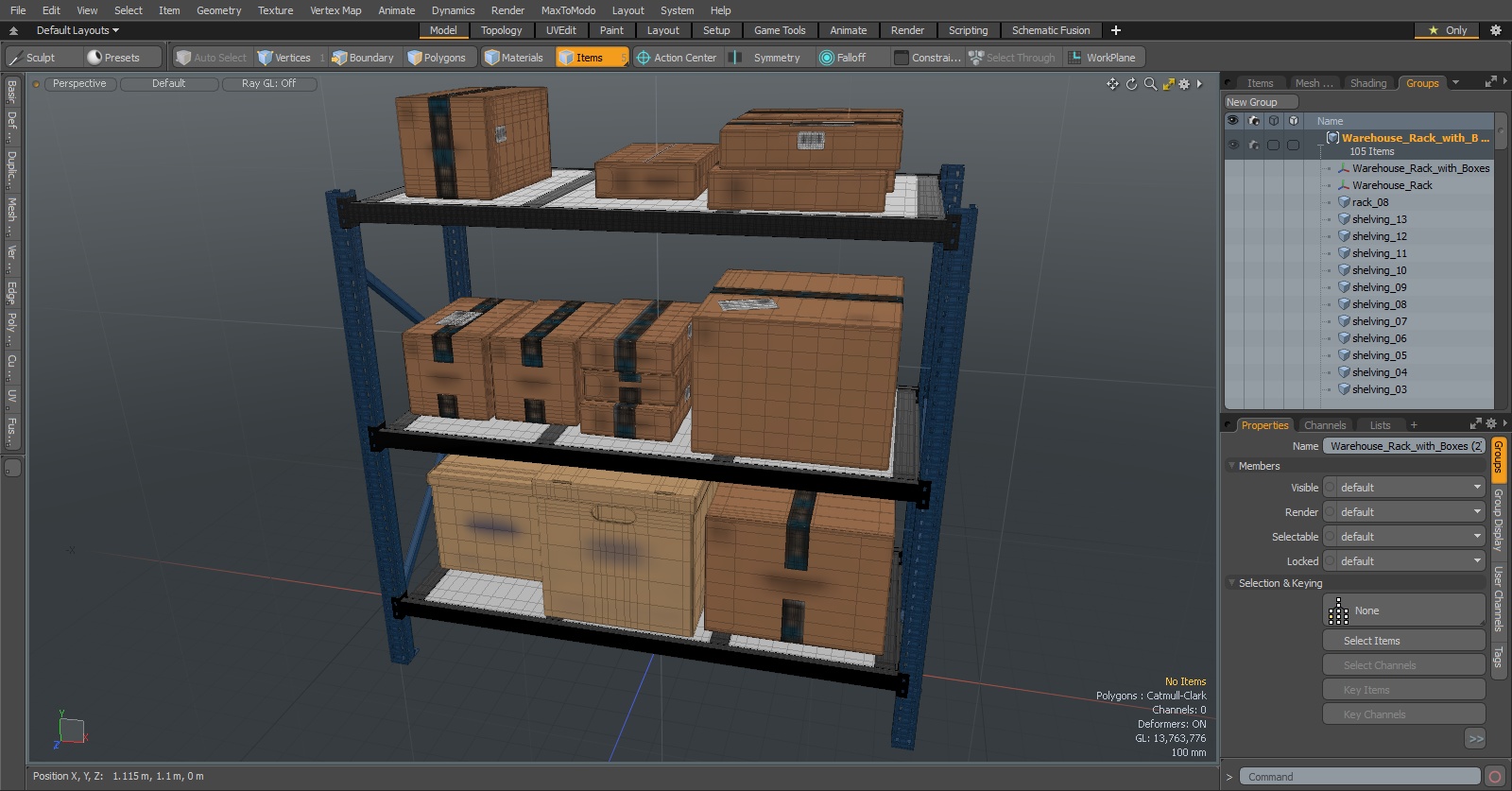 3D model Warehouse Rack with Boxes