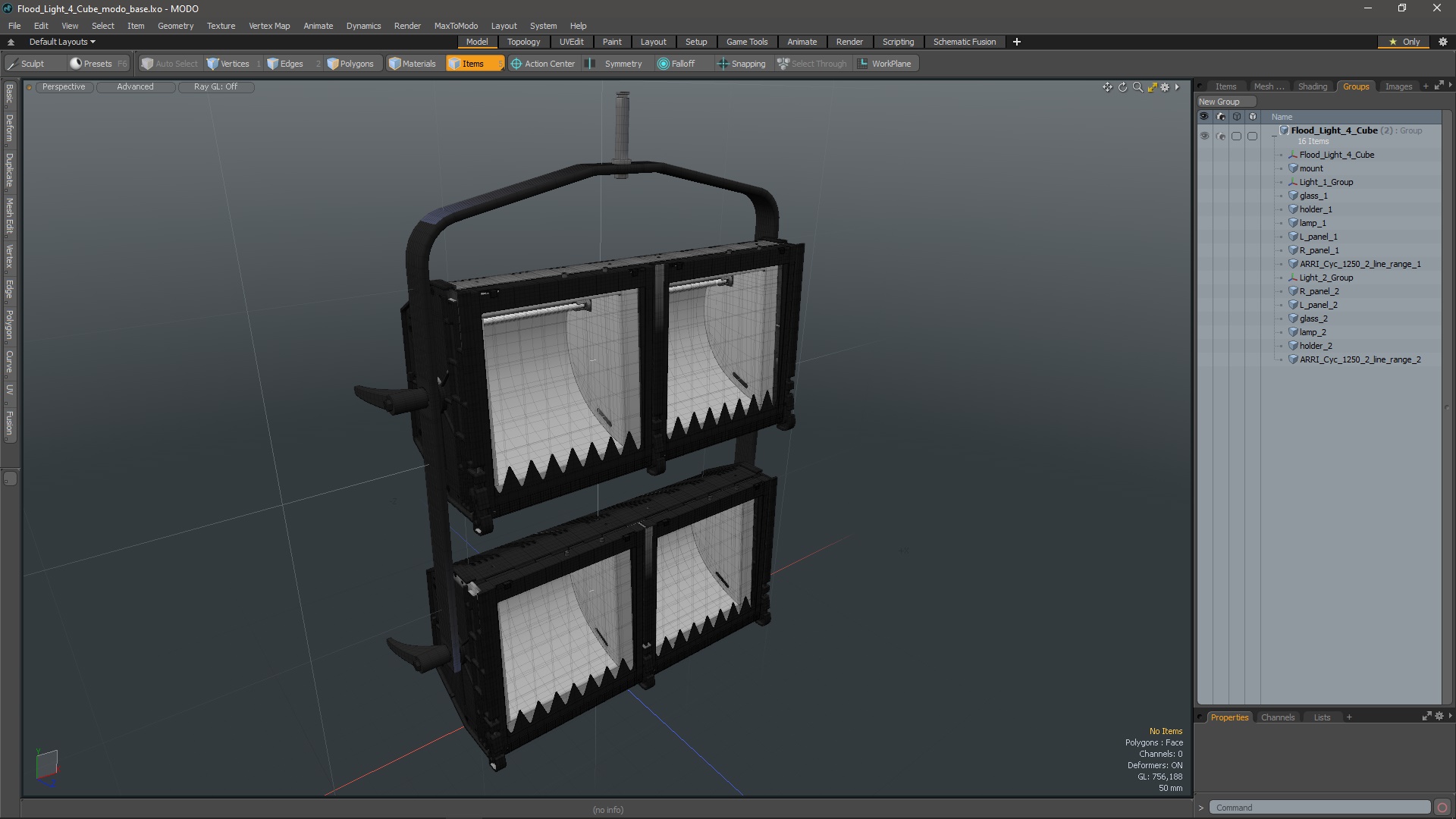3D Flood Light 4 Cube model