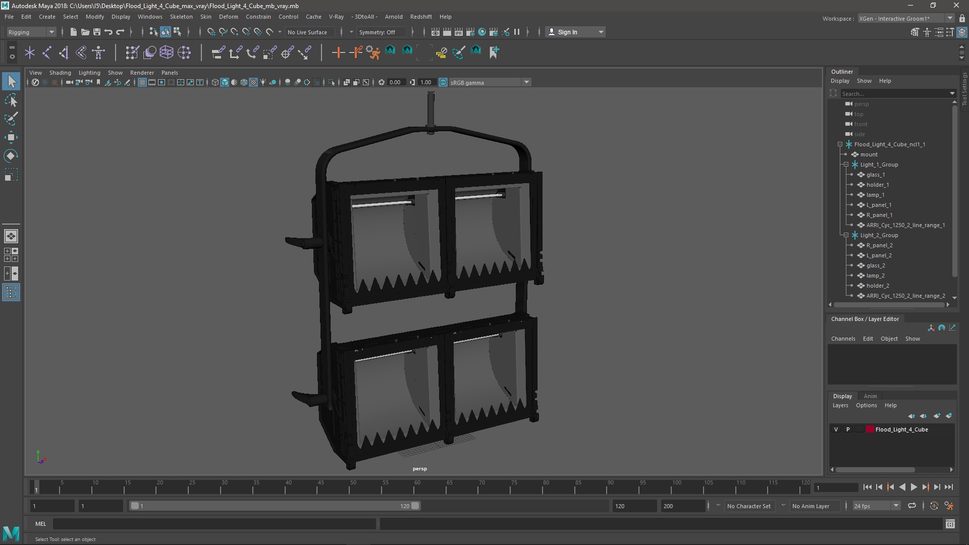 3D Flood Light 4 Cube model