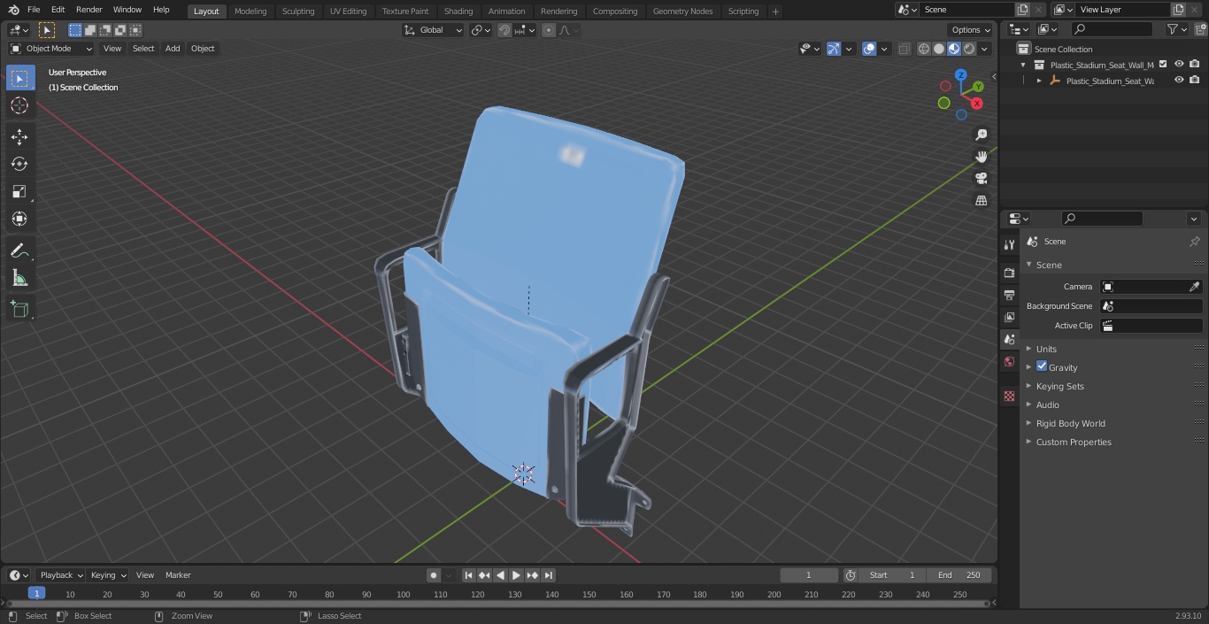 3D Plastic Stadium Seat Wall Mount