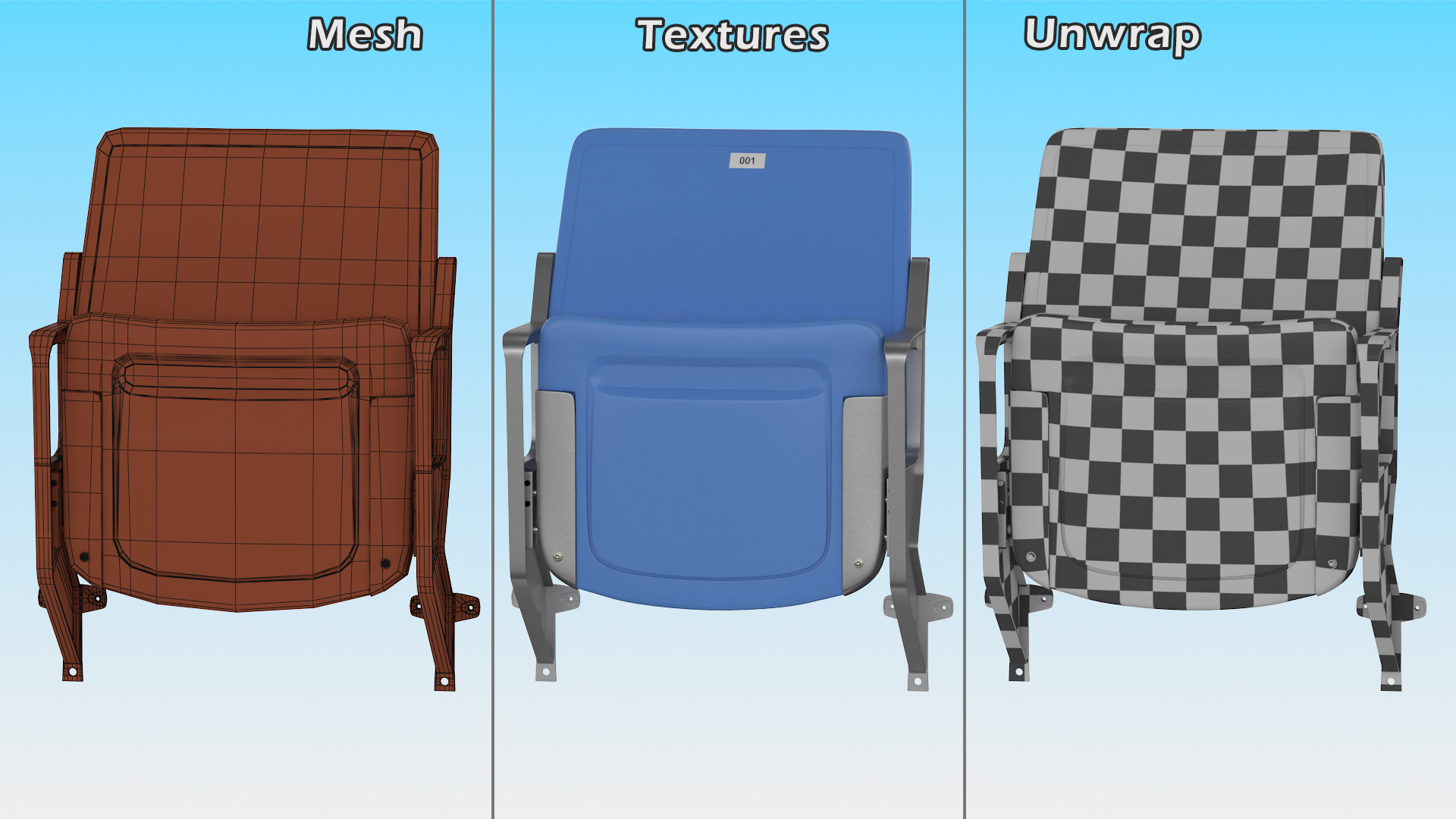 3D Plastic Stadium Seat Wall Mount