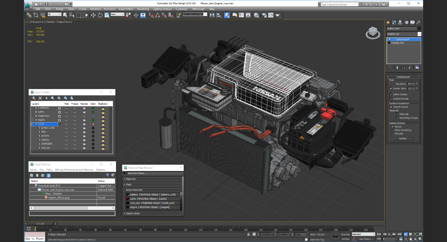 3D Nissan Leaf Engine model