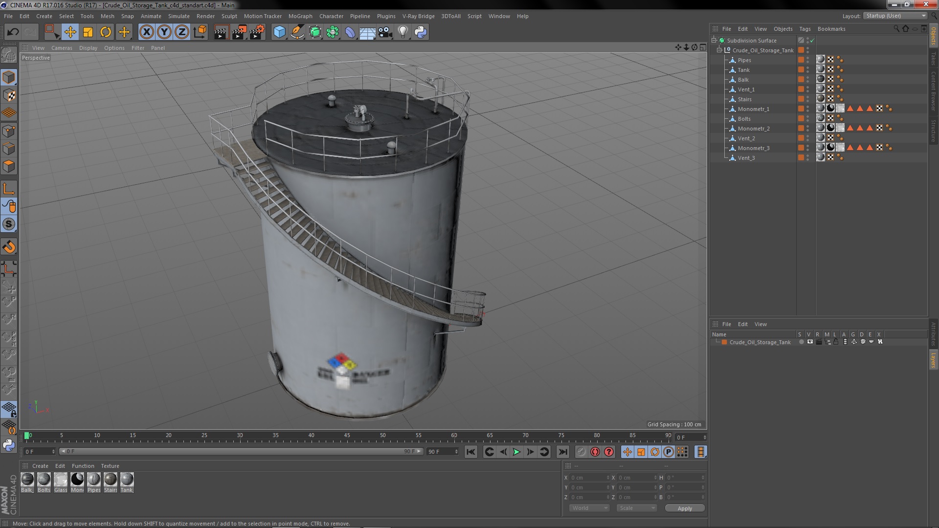 Crude Oil Storage Tank 3D