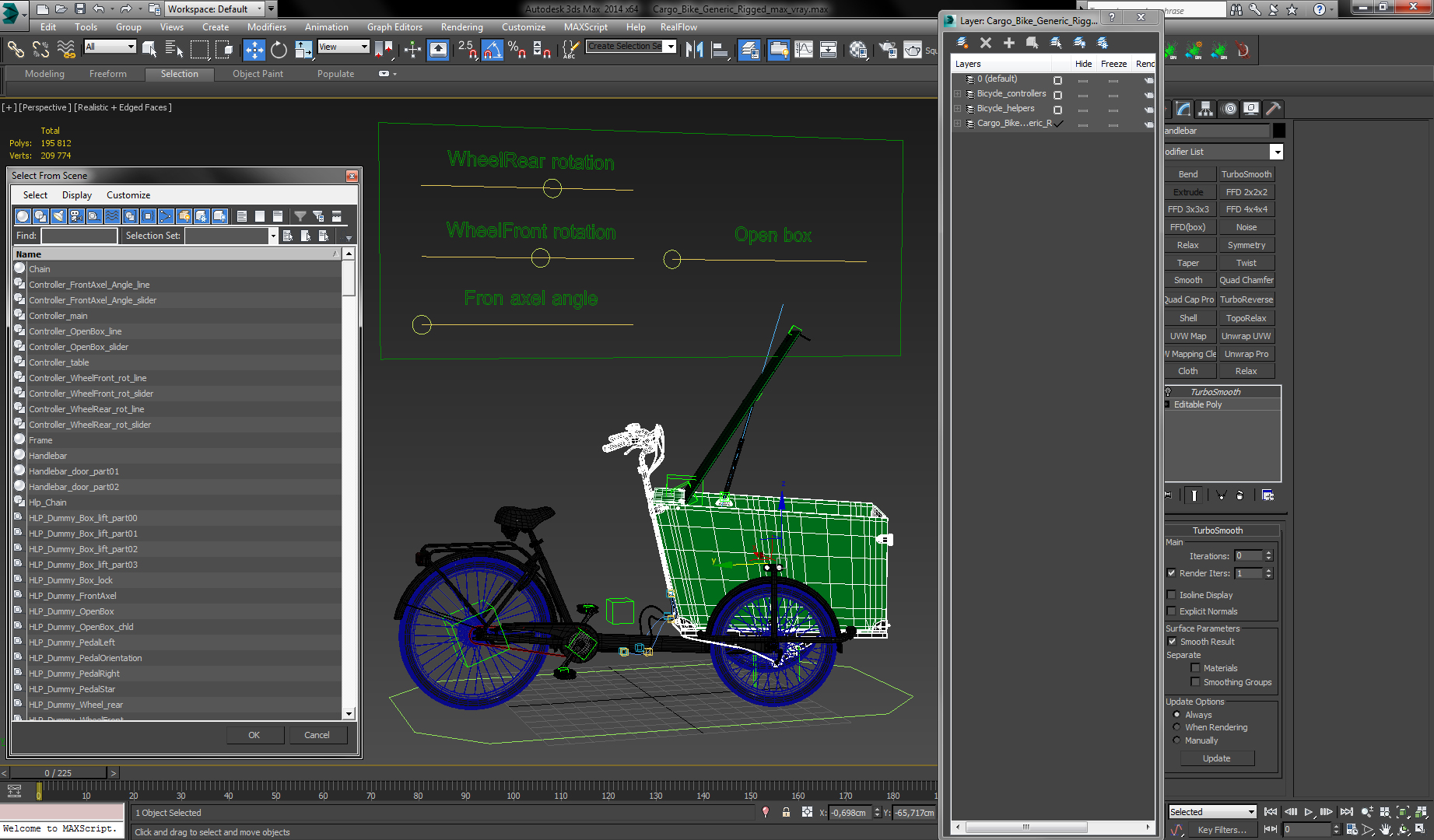 3D model Cargo Bike Generic Rigged