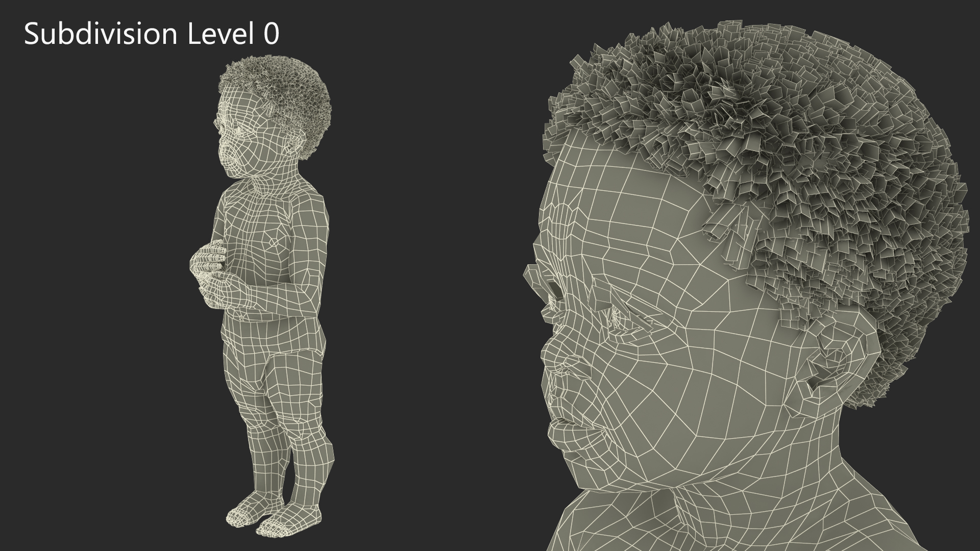 3D Toddler Boy Dark Skinned in Diaper Standing model
