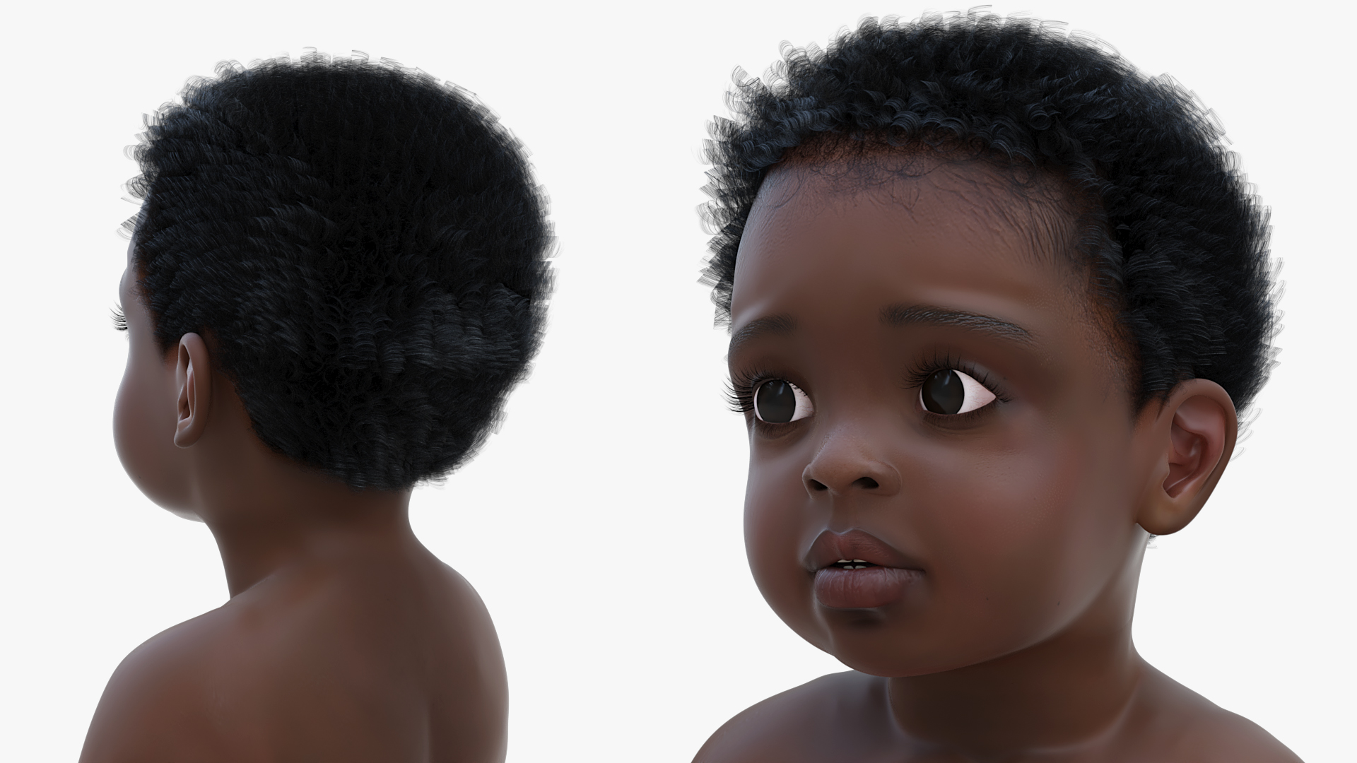 3D Toddler Boy Dark Skinned in Diaper Standing model