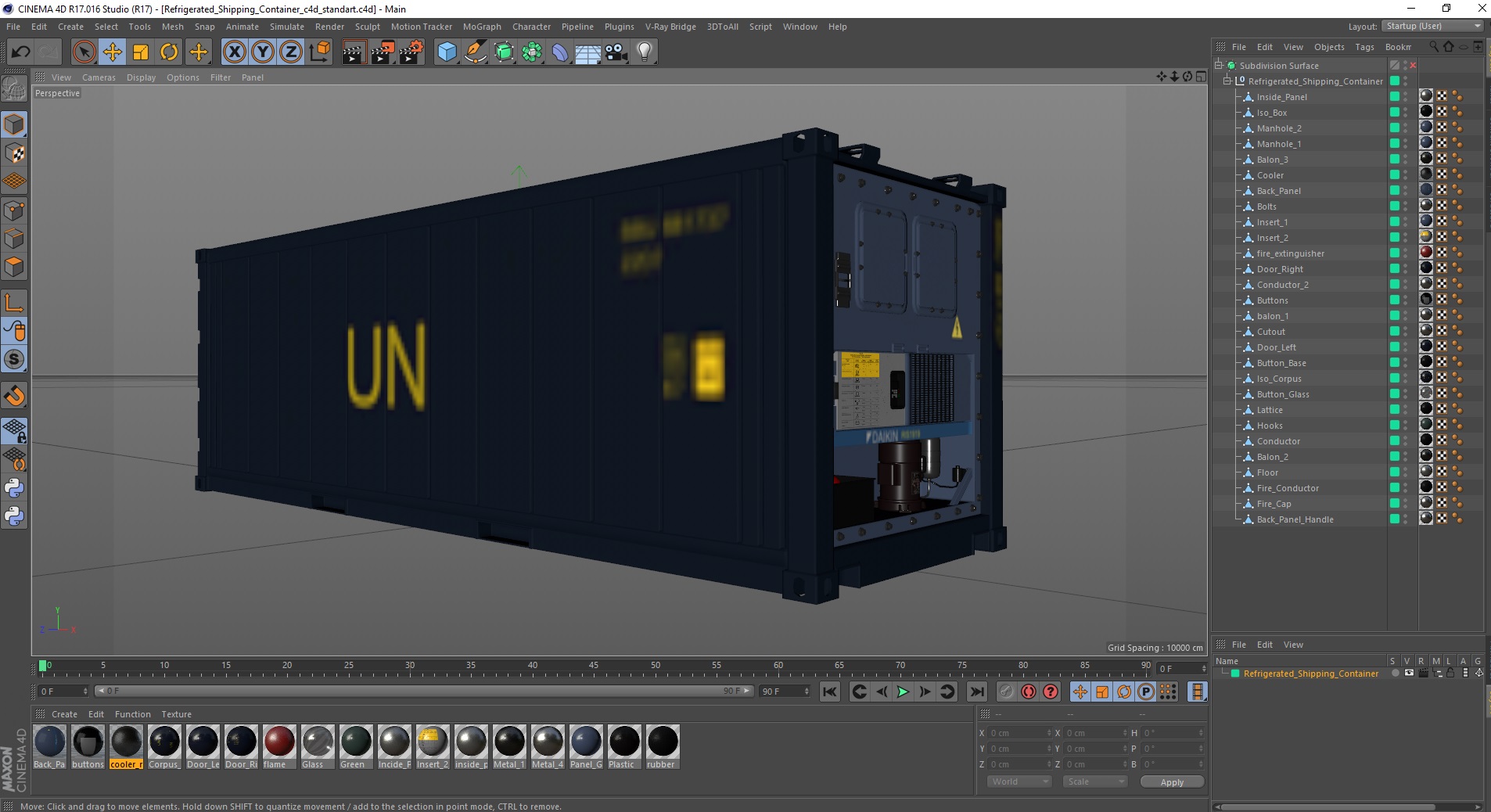 3D Refrigerated Shipping Container