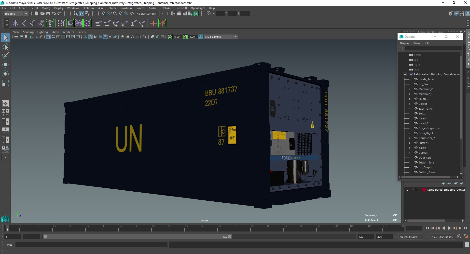 3D Refrigerated Shipping Container