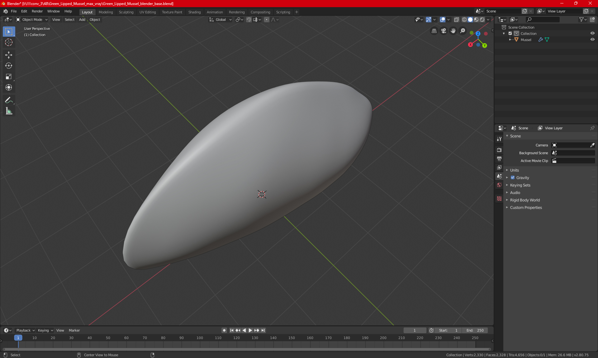 Green Lipped Mussel 3D model