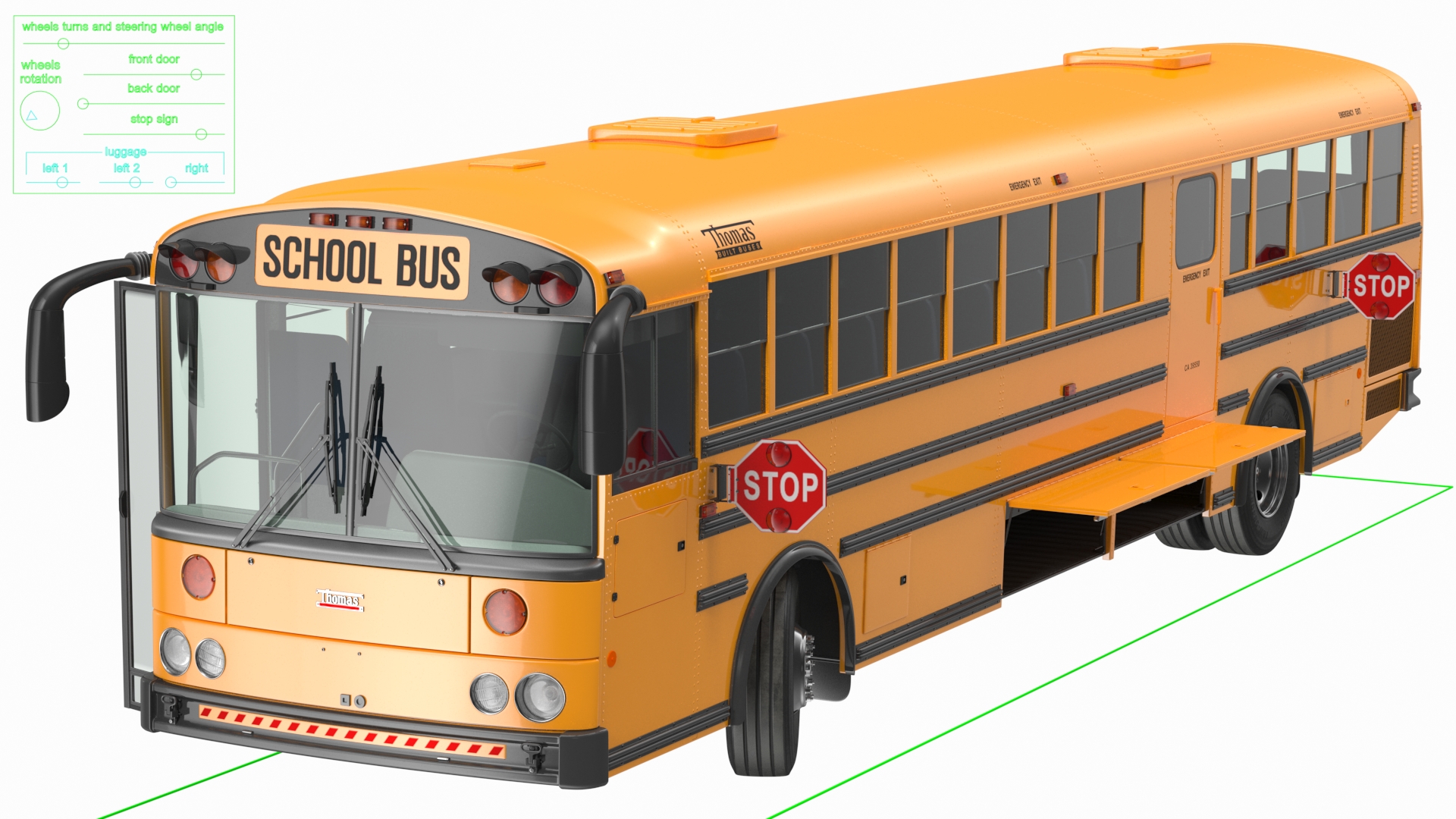3D Thomas Saf T Liner School Bus Rigged