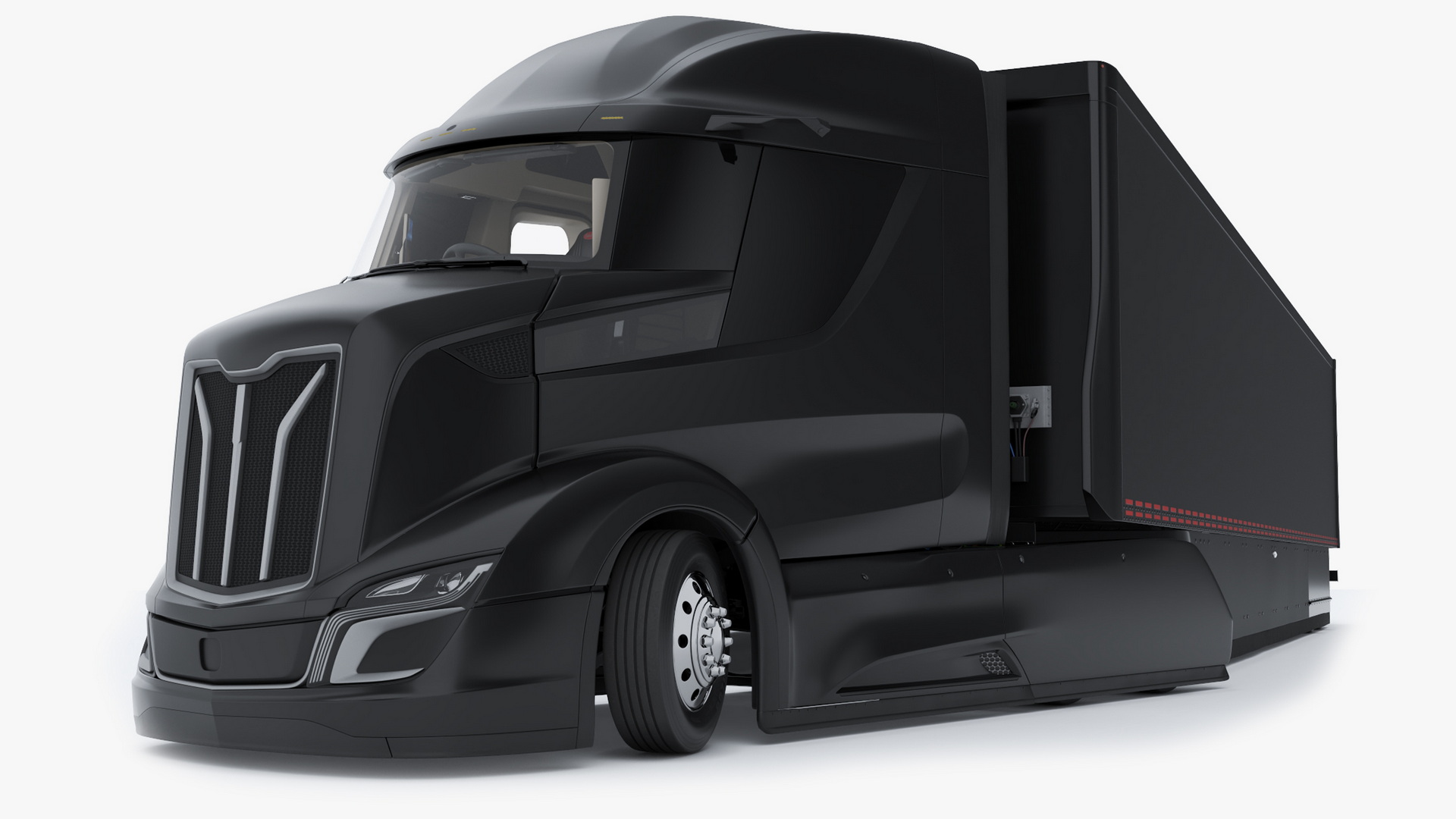 Advanced Long Haul Truck and Trailer Black Rigged 3D model