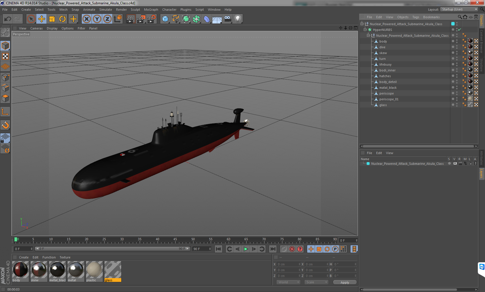 Nuclear Powered Attack Submarine Akula Class 3D model
