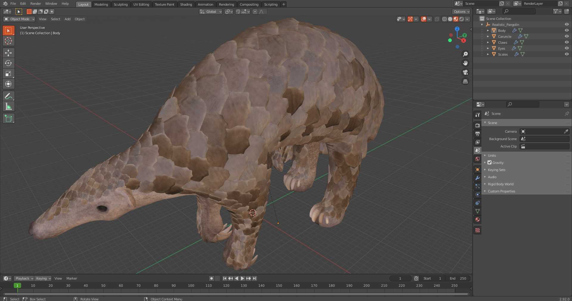3D Realistic Pangolin model